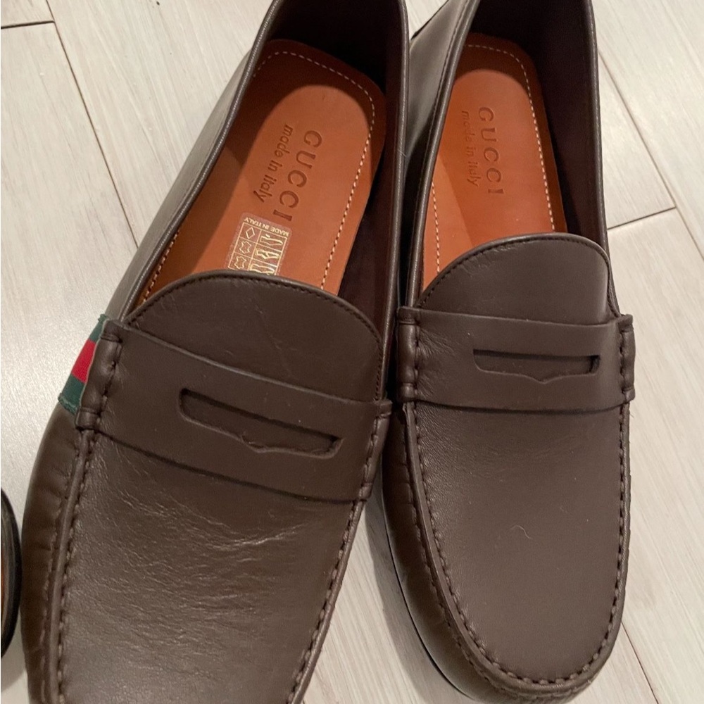 Gucci Men's Dark Brown Leather Loafers